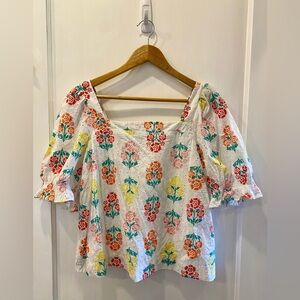 Draper James RSVP Eyelet Floral Blouse - Size Large
